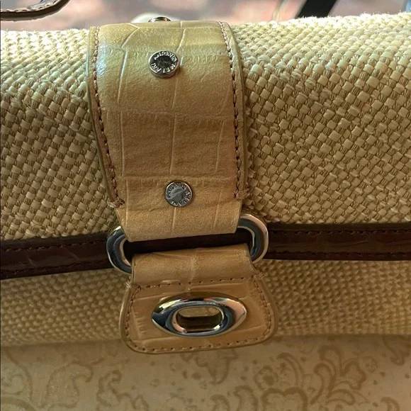 ANTONIO MELANI Woven Straw Brown and Tan Shoulder Bag - Picture 9 of 9